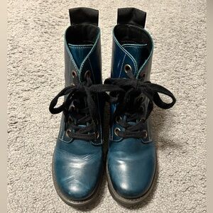 Fly London Blue Leather Lace Up Rage Boots size 38